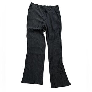 ZARA crinkle pants black bootleg flare bottom trousers L